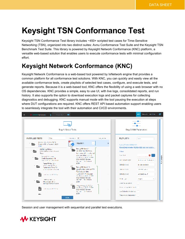 Keysight TSN Conformance Test Coverage Document | Keysight